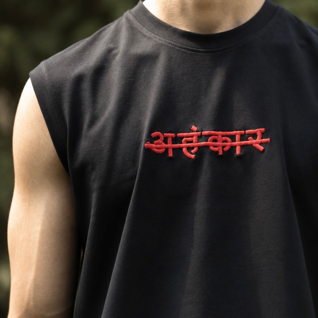 BLACK EMBROIDERED TANK