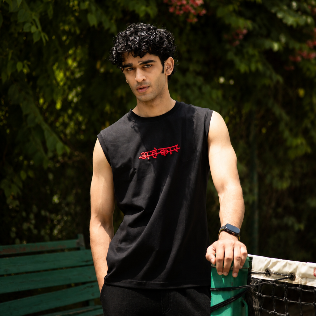 BLACK EMBROIDERED TANK