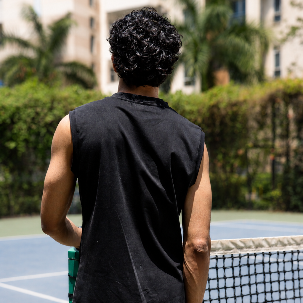BLACK EMBROIDERED TANK
