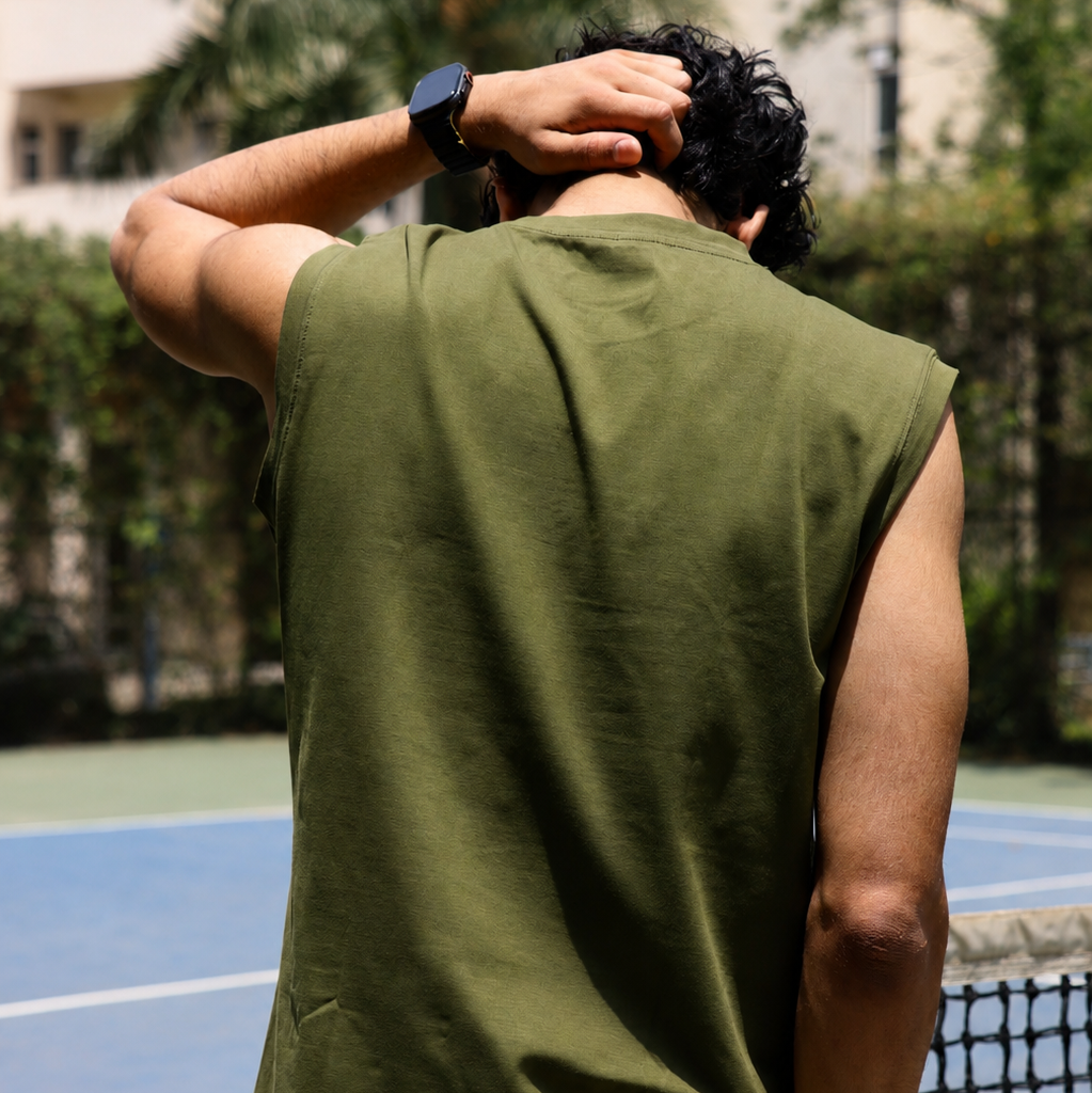 OLIVE GREEN EMBROIDERED TANK